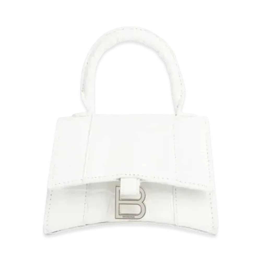 BALENCIAGA Women's Hourglass Mini Top Handle Bag "White"