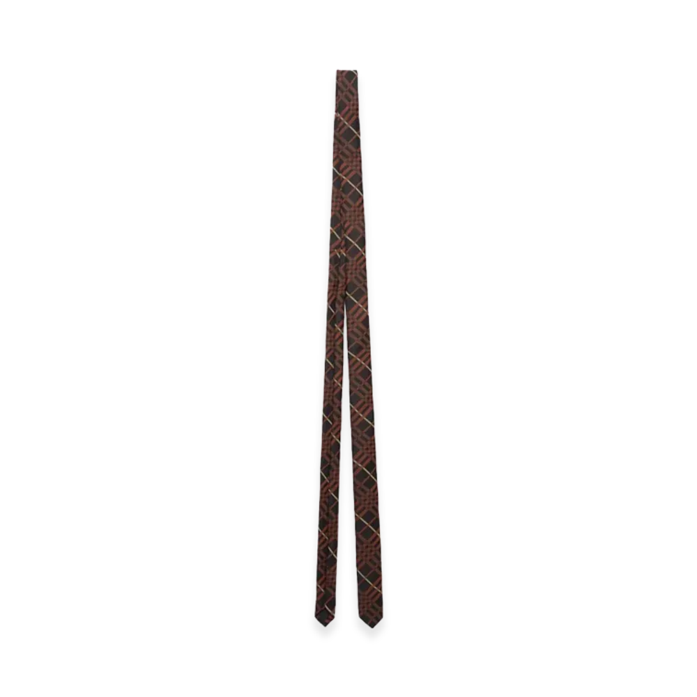 Burberry Skinny Check Silk Tie "Kiln Brown"