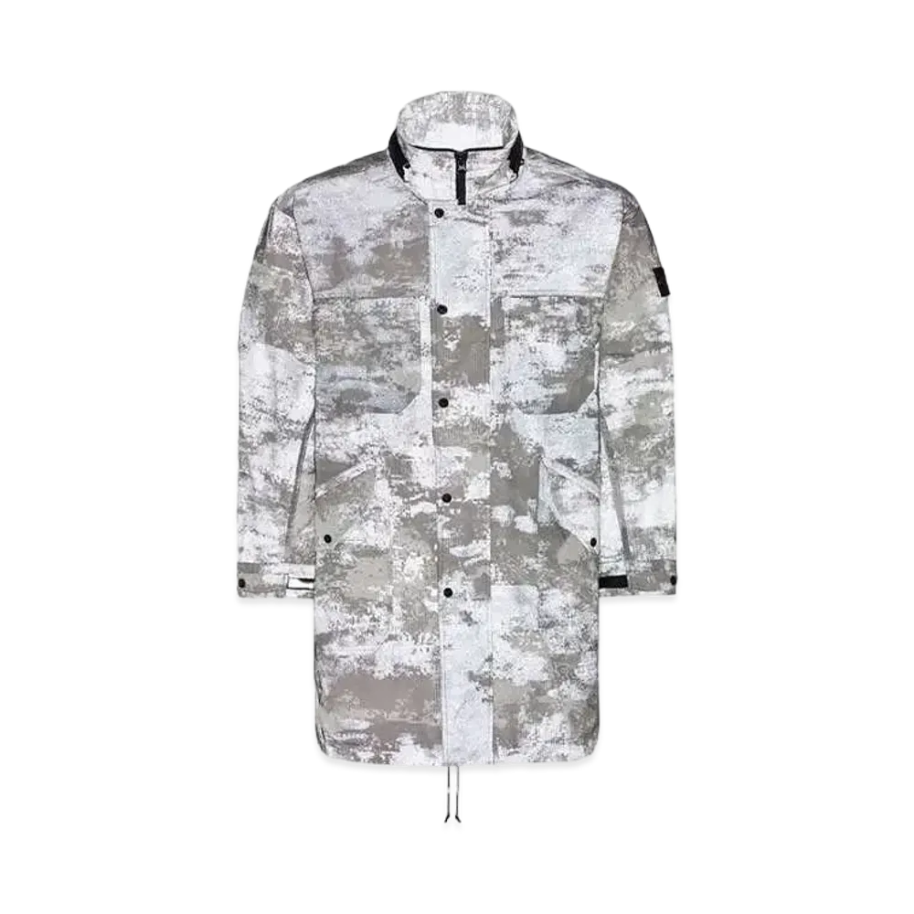 Stone Island 71199 Dissolving Grid Camo Mesh On Reflective ECONYLRegenerated Nylon "Dust Gray"