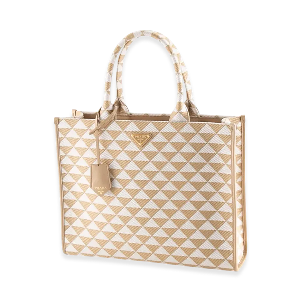 PRADA Triangolo Jacquard LG Tote "Beige"