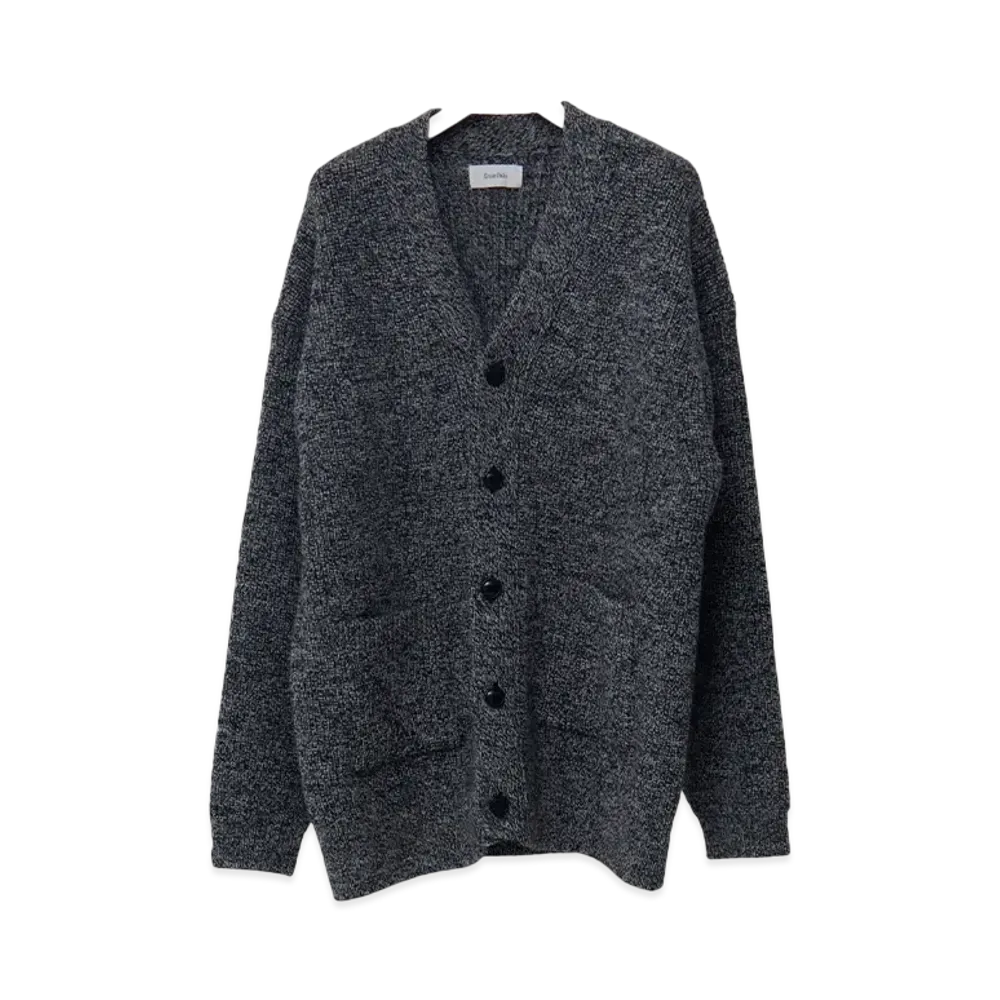 Ernie Palo Shetland Wool Rib Mddle Cardigan "Black"
