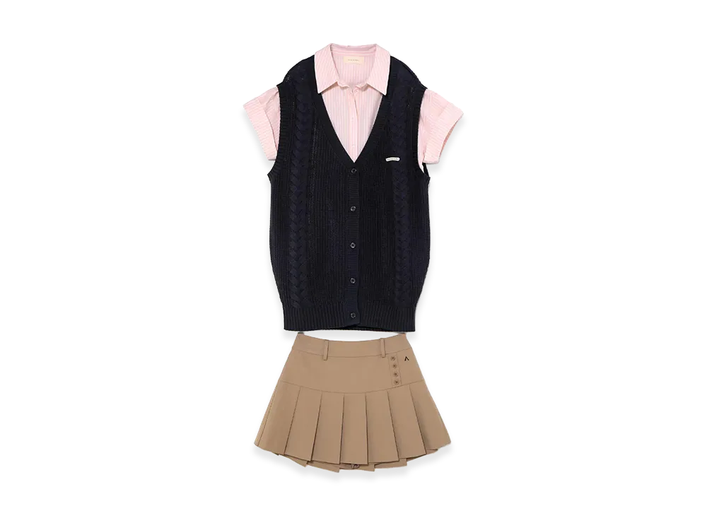 ANDMARY Women's Mimi Shirt Layered Set Up "Navy"