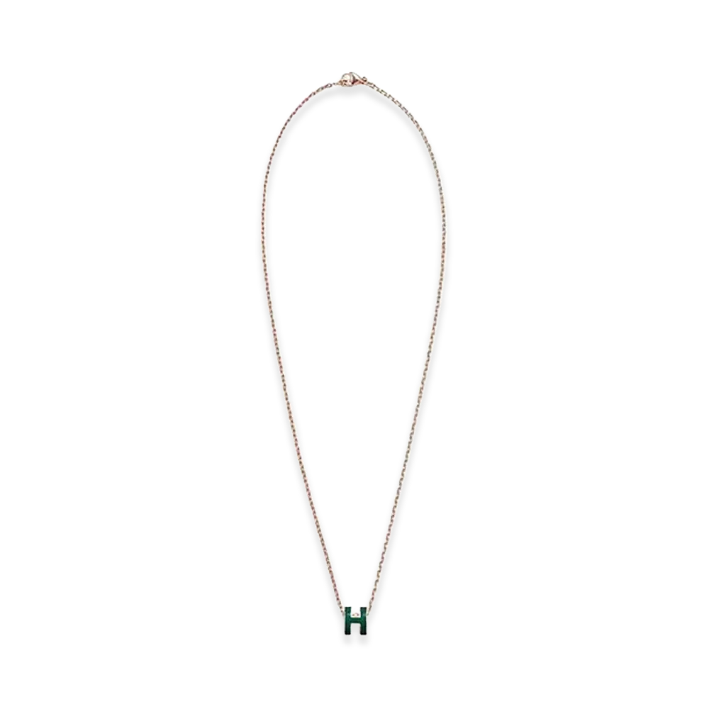Hermes Mini Pop H Pendant "Rose Gold/Vert Cypres"