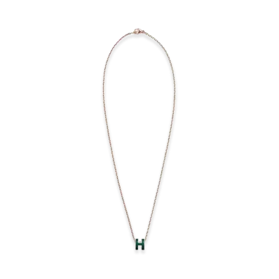 Hermes Mini Pop H Pendant "Rose Gold/Vert Cypres"
