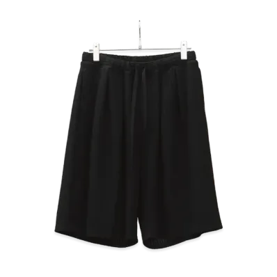 ANCELLM Wrinkled Stripe Tuck Short Pants "Black"