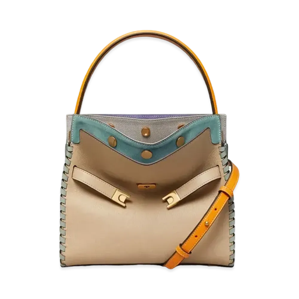 TORY BURCH Lee Radziwill Wipp Stitch Small Double Bag "Clay"