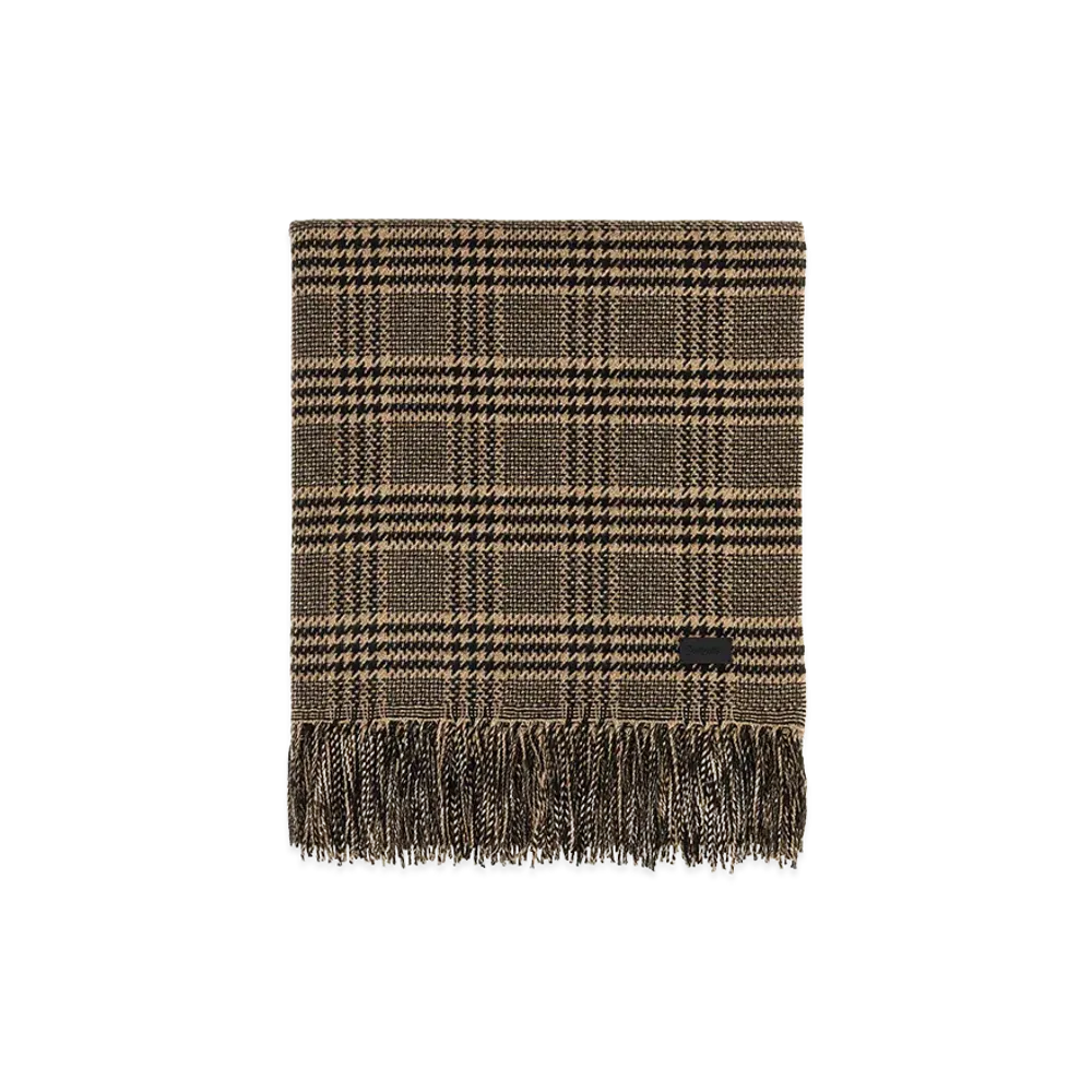 Saint Laurent Women's Embroidered Silk Blend Scarf "Checked"