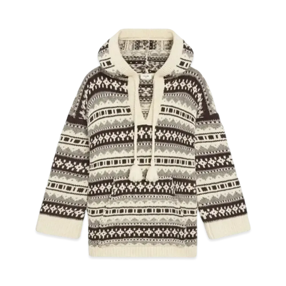 CELINE Oversized Baja Pullover / Shetland "Off White/Brown"