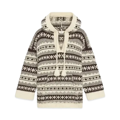 CELINE Oversized Baja Pullover / Shetland "Off White/Brown"