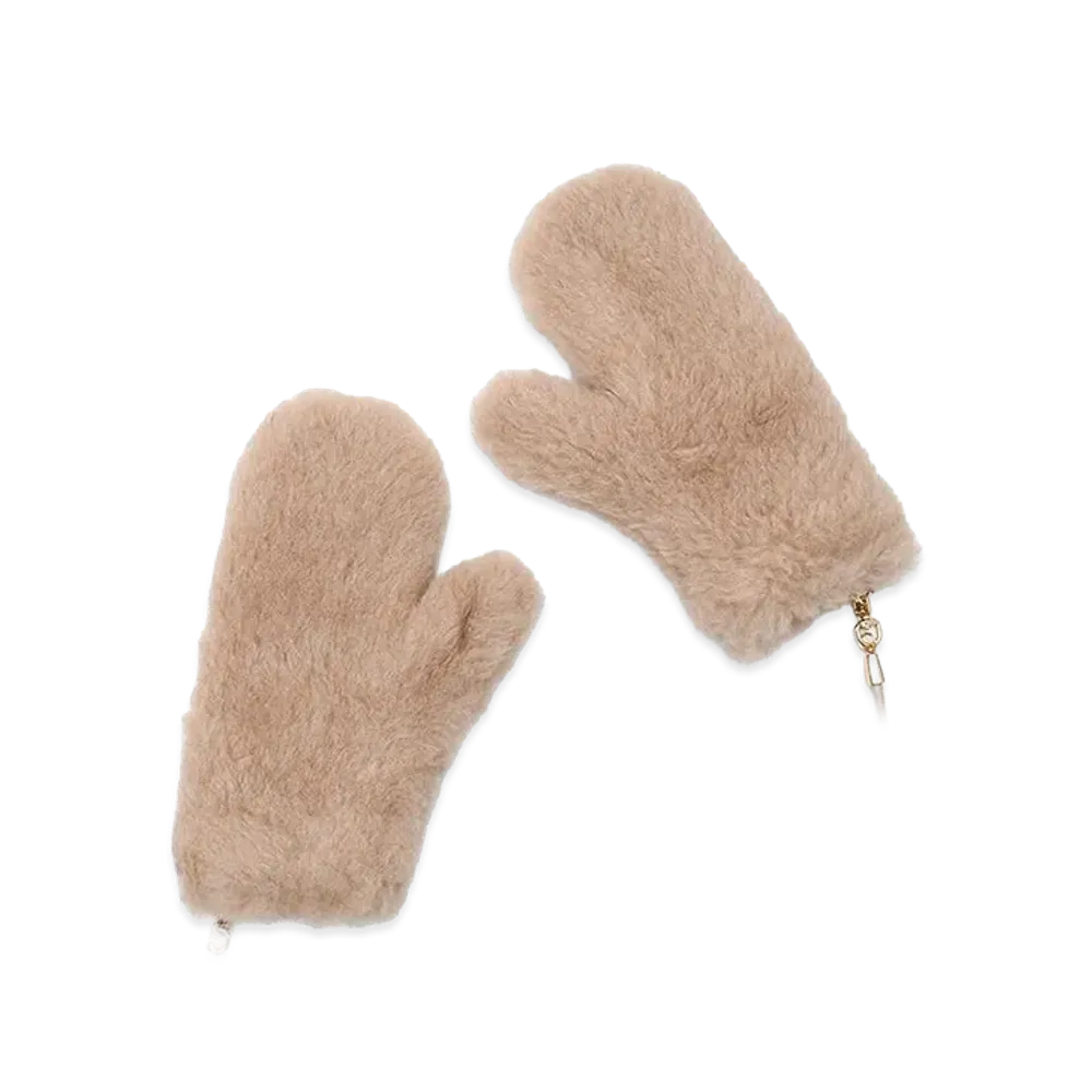 Max Mara Women's Ombrato4 Teddy Bear Mittens "Beige"