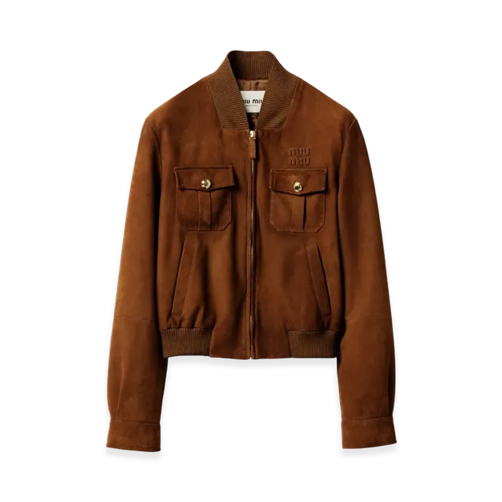 MIU MIU Waxed Suede Jacket "Brandy"