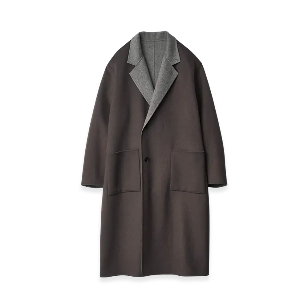 ssstein Wool/Cashmere Reversible Notch Lapel Coat "Grey Khaki/Grey"