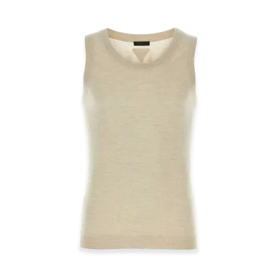 PRADA Melange Sand Cashmere Tank Top "Beige"