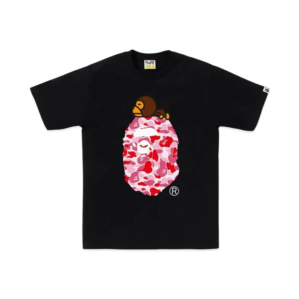 A BATHING APE Abc Camo Milo On Big Ape Tee "White/Pink"