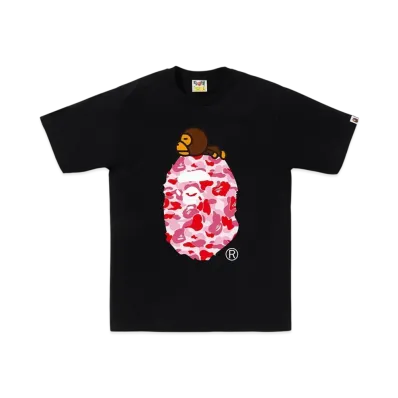 A BATHING APE Abc Camo Milo On Big Ape Tee "White/Pink"