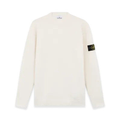 Stone Island 531B6 RWS Geelong Wool Loose Fit Crewneck Sweater with Ribbed Details - 24FW "Natural White"