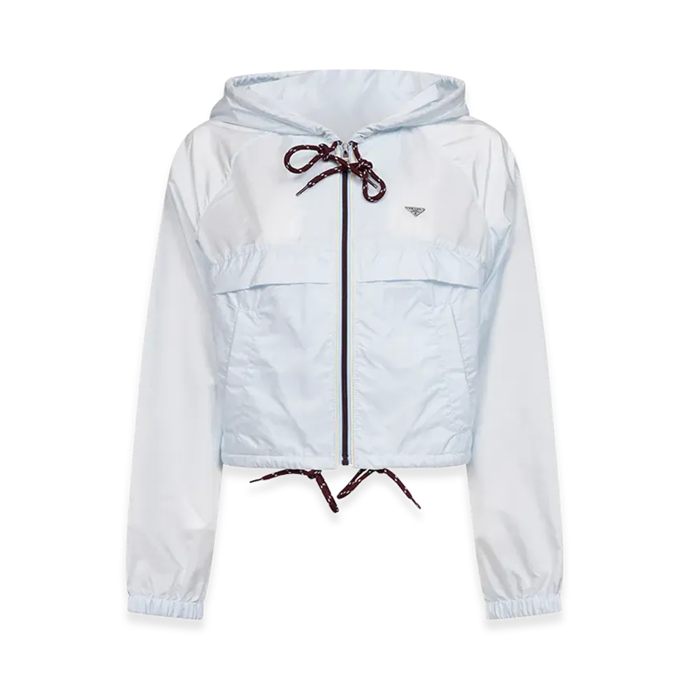 PRADA Women's Re-Nylon Feather Crop Jacket "Light Blue"
