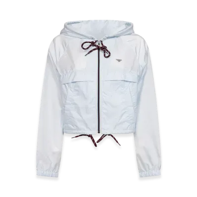 PRADA Women's Re-Nylon Feather Crop Jacket "Light Blue"