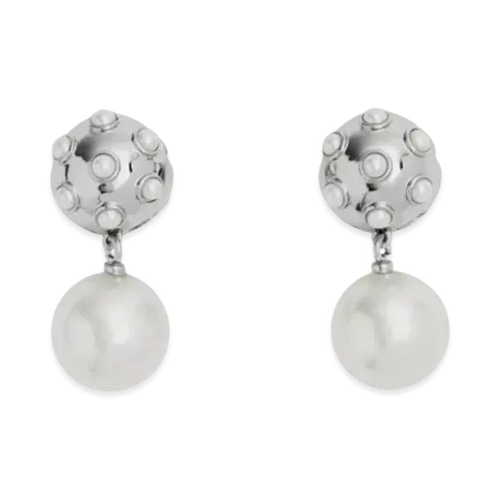 Marc Jacobs The Pearl Dot Drop Earrings "White/Silver"