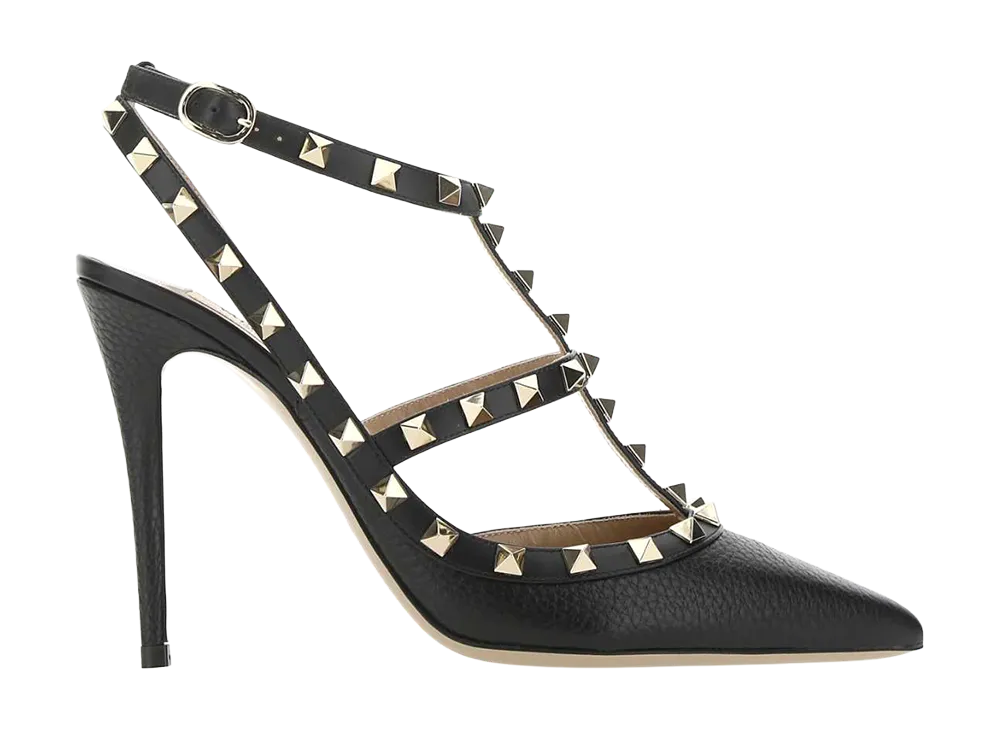 Valentino Garavani Women's Black Leather Rockstud Pumps "Black"