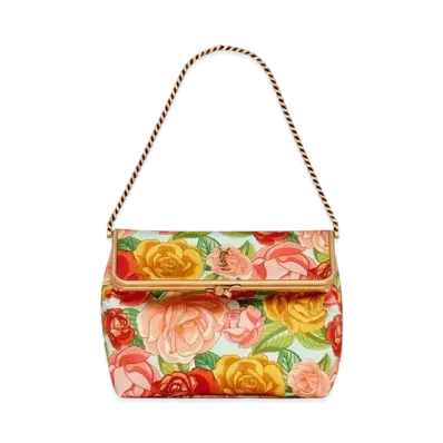Saint Laurent Fanny Medium Clasp Bag In Satin "Rouge And Multicolore"