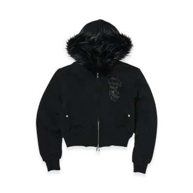 THUG CLUB TC Angels Crystal Embellished Hooded Zip-Up "Black"