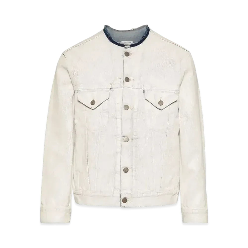 Maison Margiela Men's Collarless Denim Jacket "White"