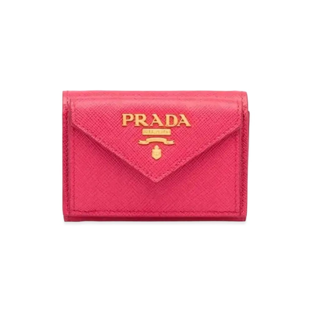 PRADA Small Saffiano Leather Wallet "Peony Pink"