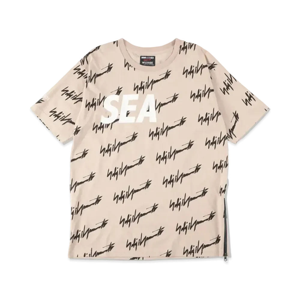 WIND AND SEA x WILDSIDE YOHJI YAMAMOTO MONOGRAM PRINT T-SHIRT "Black Beige"