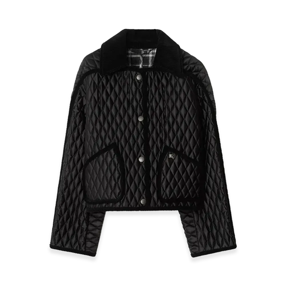 Burberry Women's Cropped Quilted Nylon Floriston Jacket "Black"