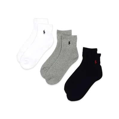 Polo Ralph Lauren 3 Pack Classic Foot Quarter Polo Ankle Socks "Mix"