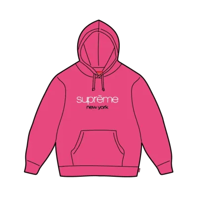 Supreme Classic Logo Hooded Sweatshirt "Bright Fuchsia"