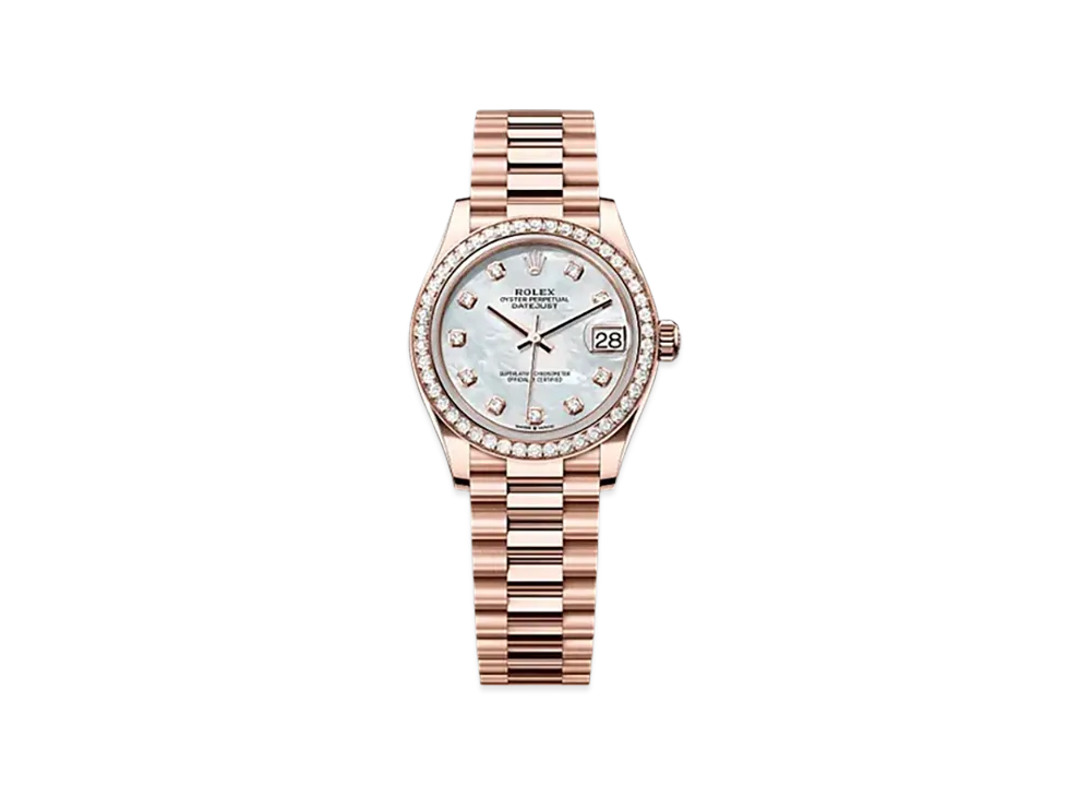 ROLEX Datejust 31mm Everose Gold Diamond 278285RBR "White Mother-of-Pearl"