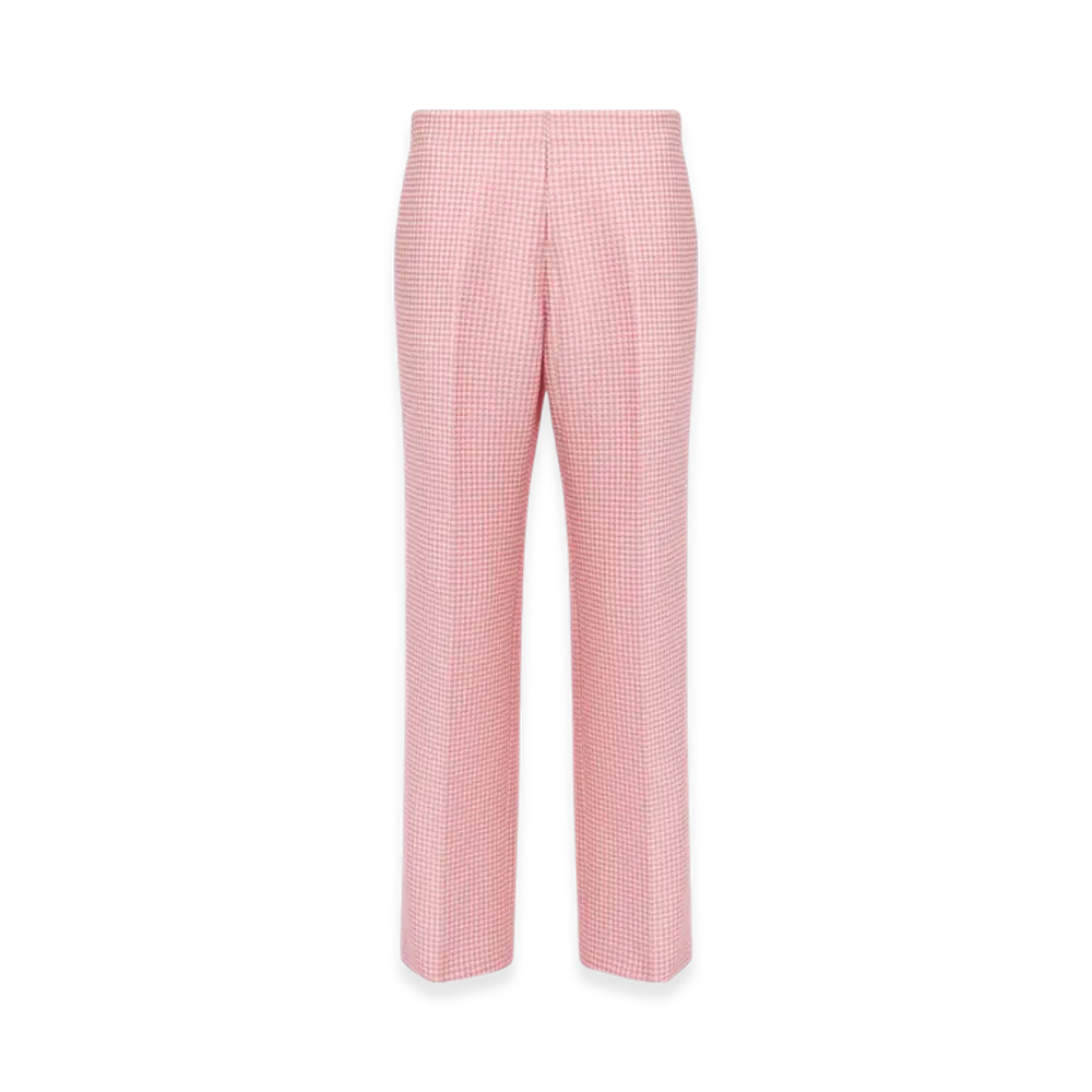 Dior Women's Microhoundstooth Technical Cotton Jacquard Dioriviera Regular Fit Pants "White/Candy Pink"