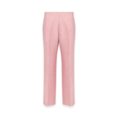 Dior Women's Microhoundstooth Technical Cotton Jacquard Dioriviera Regular Fit Pants "White/Candy Pink"