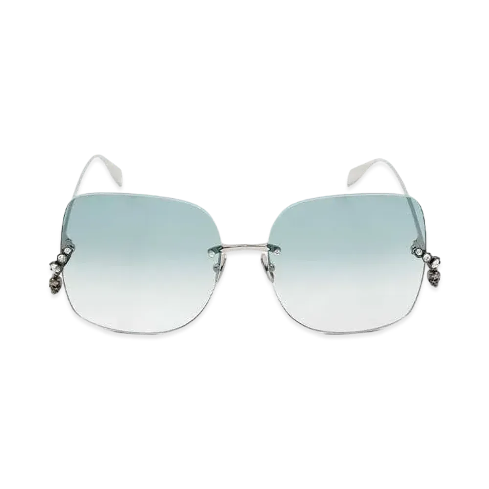 Alexander McQUEEN Skull Pendant Jeweled Sunglasses "Argent Vieilli"