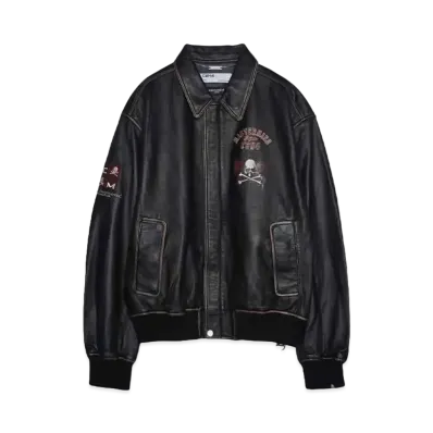 C2H4 x MMJ Washed Leather Jacket "FADED BLACK"