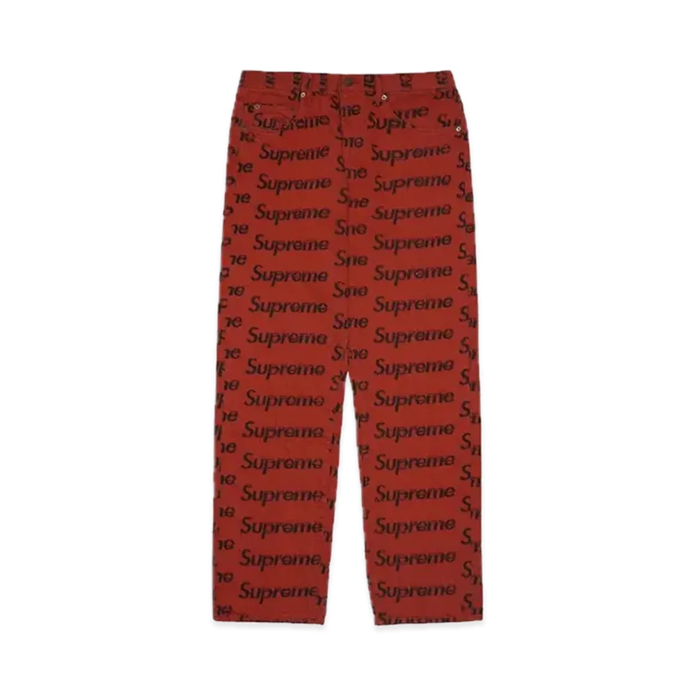 Supreme Frayed Logos Regular Jean "Red"