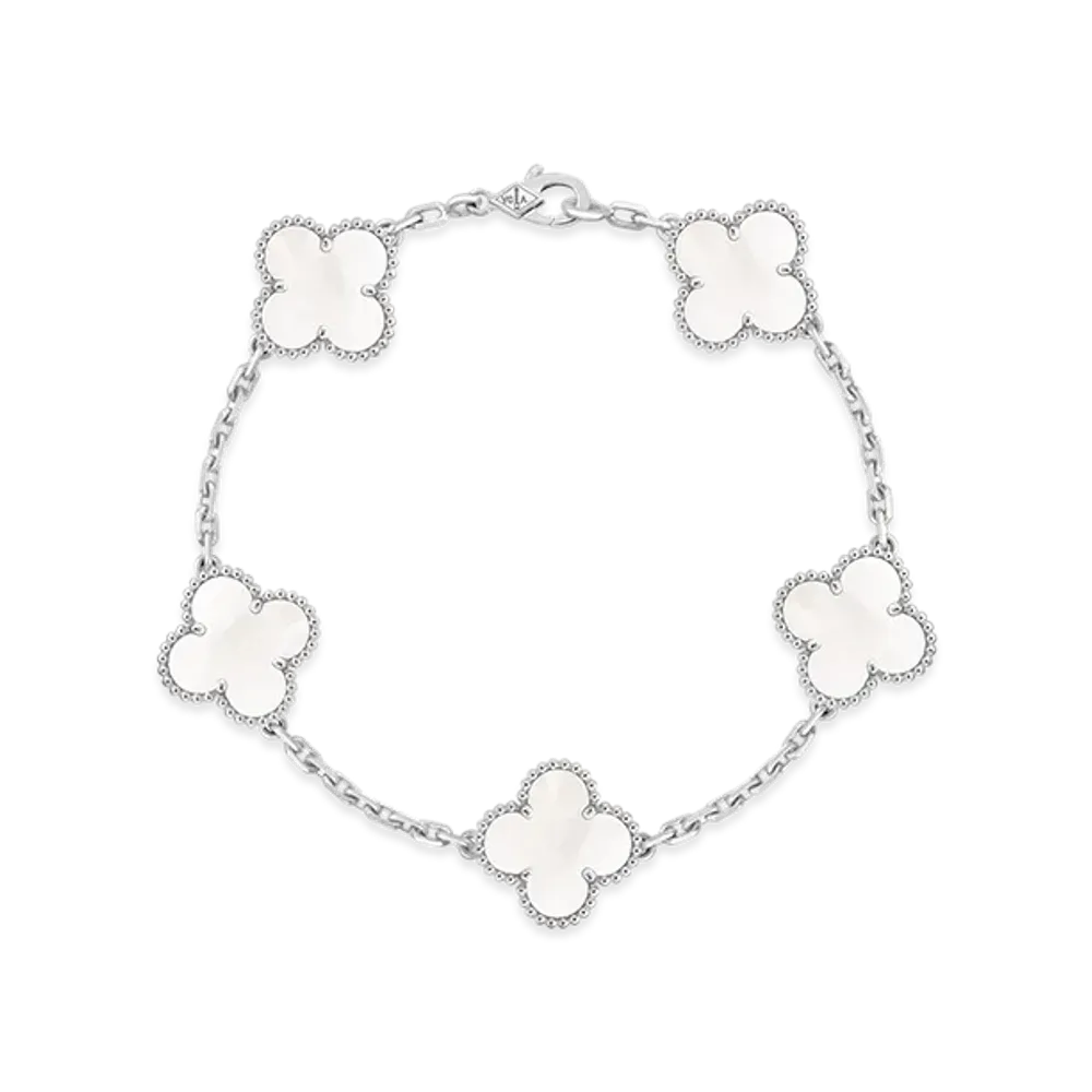Van Cleef & Arpels Vintage Alhambra bracelet 5 motifs "18K White gold/Mother-of-pearl"
