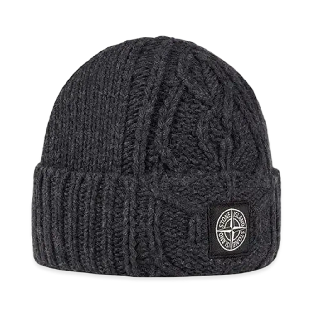 Stone Island N18D8 LAMBSWOOL WITH ARAN MOTIF "Steel Grey"
