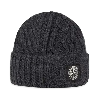 Stone Island N18D8 LAMBSWOOL WITH ARAN MOTIF "Steel Grey"