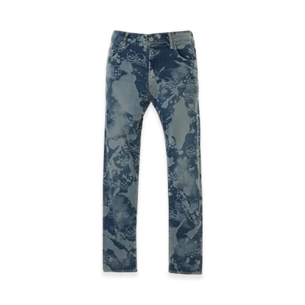 HYSTERIC GLAMOUR Dropping & Skully Pattern Slim Denim Pants "Light Indigo Blue"