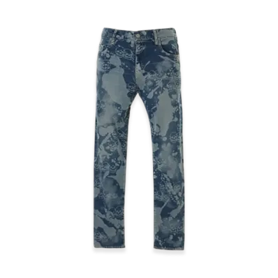 HYSTERIC GLAMOUR Dropping & Skully Pattern Slim Denim Pants "Light Indigo Blue"