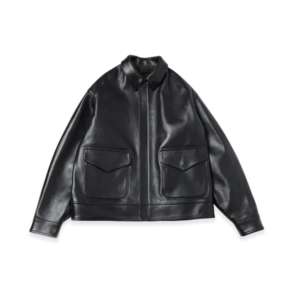 A.PRESSE Leather Type A-2 Flight Jacket "Black"