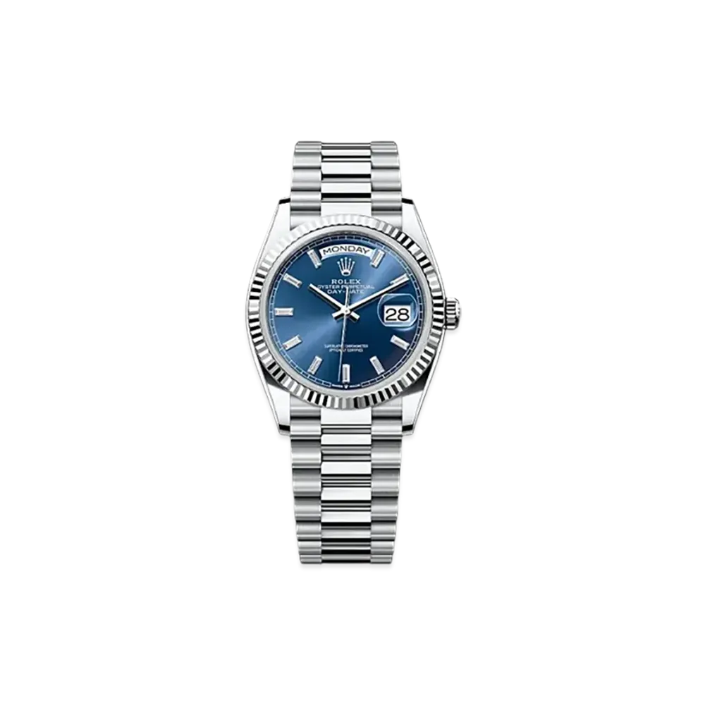 ROLEX Day-Date 36mm Platinum 128236 "Bright Blue"