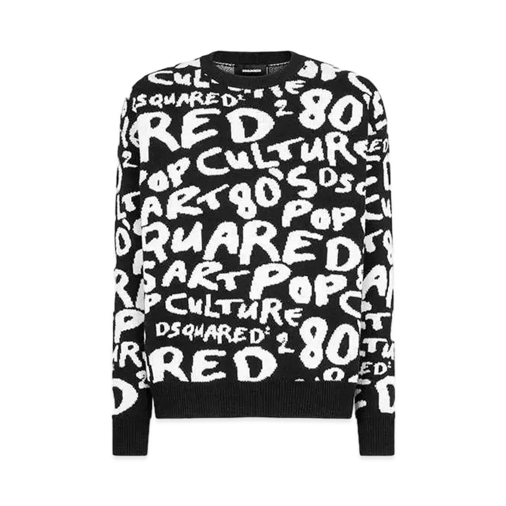 Dsquared2 D2 Pop 80'S Knit Crewneck Pullover "Black/White"