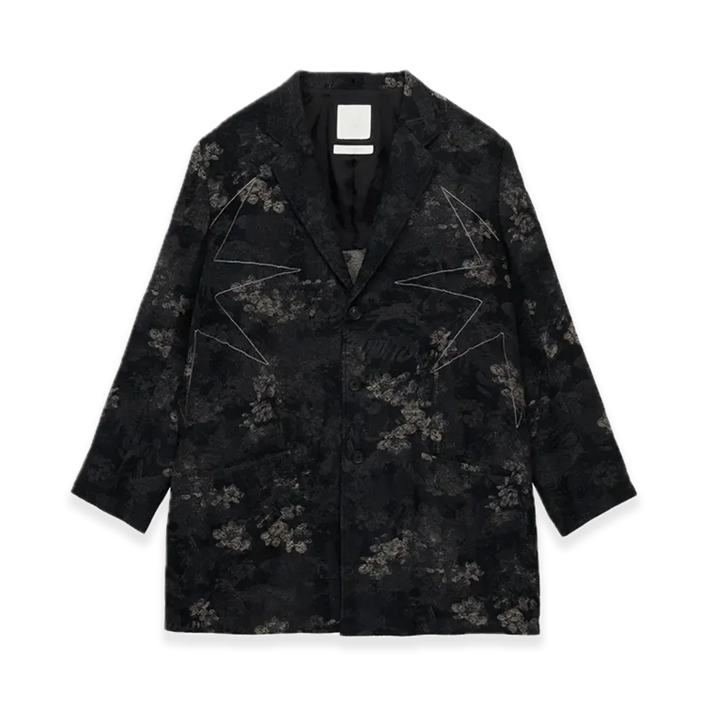 GDC x S'YTE Faded Floral Jacquard Octagon Star Embroidery Long Jacket "Black"