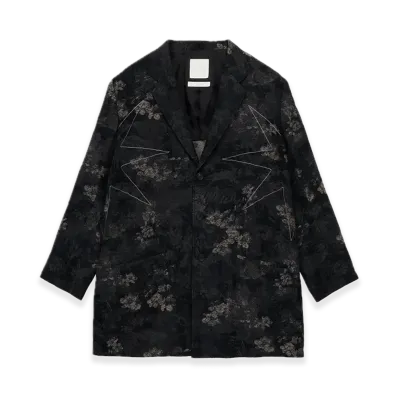 GDC x S'YTE Faded Floral Jacquard Octagon Star Embroidery Long Jacket "Black"
