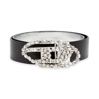 Diesel B-1Dr W Rev 4Cm Reversible Leather Belt With Crystal Buckle "Black"