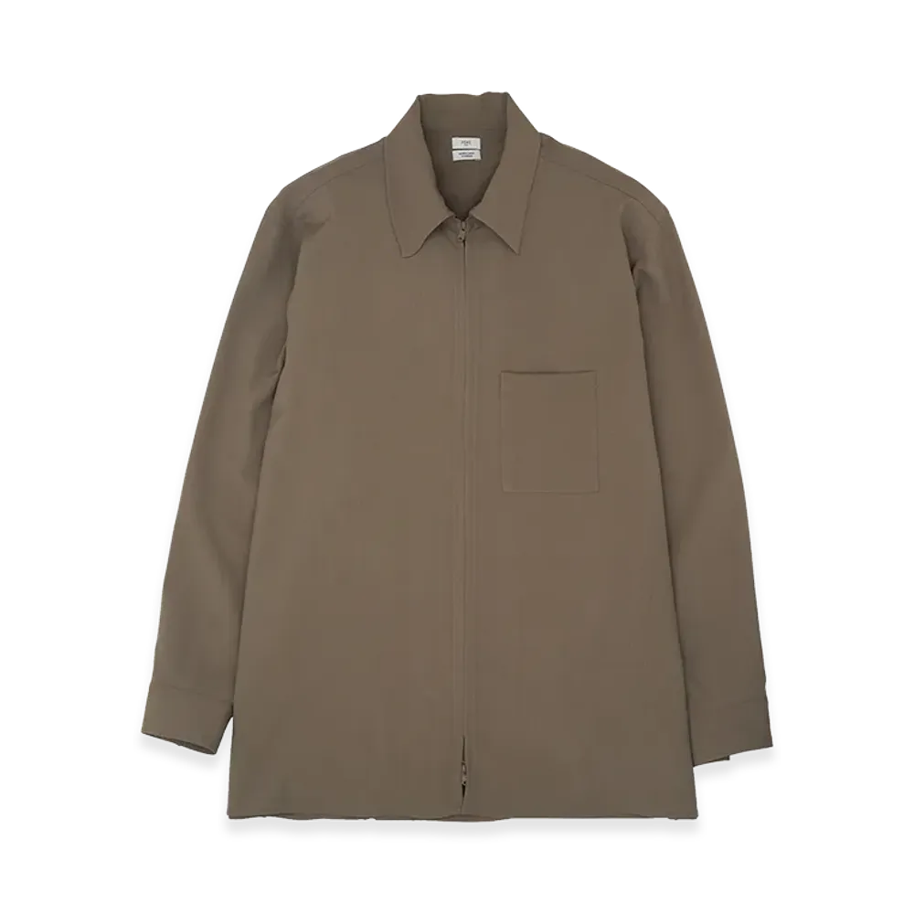 YOKE Wool Washer Tropical Zip Shirt "Sand Beige"